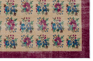 Retro Over Dyed Vintage Rug 6'2'' x 9'5'' ft 187 x 288 cm