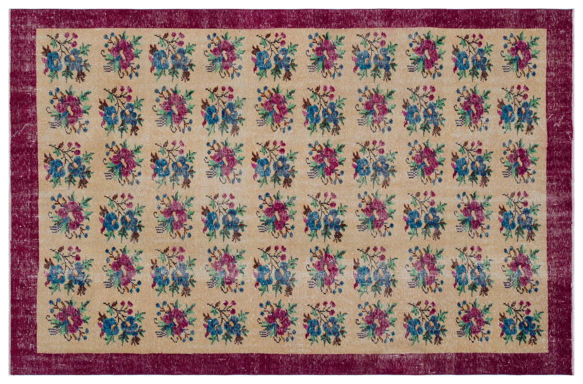 Retro Over Dyed Vintage Rug 6&#39;2&#39;&#39; x 9&#39;5&#39;&#39; ft 187 x 288 cm