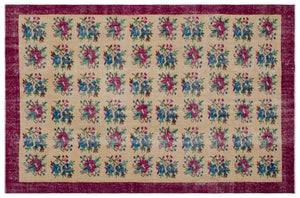 Retro Over Dyed Vintage Rug 6'2'' x 9'5'' ft 187 x 288 cm
