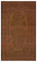 Brown Over Dyed Vintage Rug 5'6'' x 9'5'' ft 168 x 287 cm
