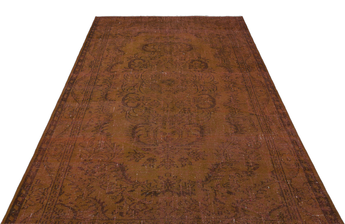 Brown Over Dyed Vintage Rug 5&#39;6&#39;&#39; x 9&#39;5&#39;&#39; ft 168 x 287 cm