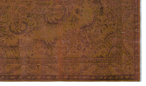 Brown Over Dyed Vintage Rug 5'6'' x 9'5'' ft 168 x 287 cm