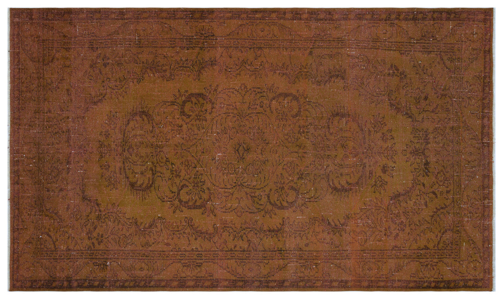 Brown Over Dyed Vintage Rug 5'6'' x 9'5'' ft 168 x 287 cm