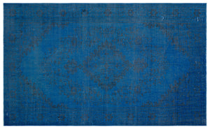 Blue Over Dyed Vintage Rug 5'10'' x 9'6'' ft 177 x 289 cm