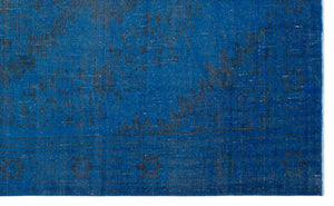 Blue Over Dyed Vintage Rug 5'10'' x 9'6'' ft 177 x 289 cm