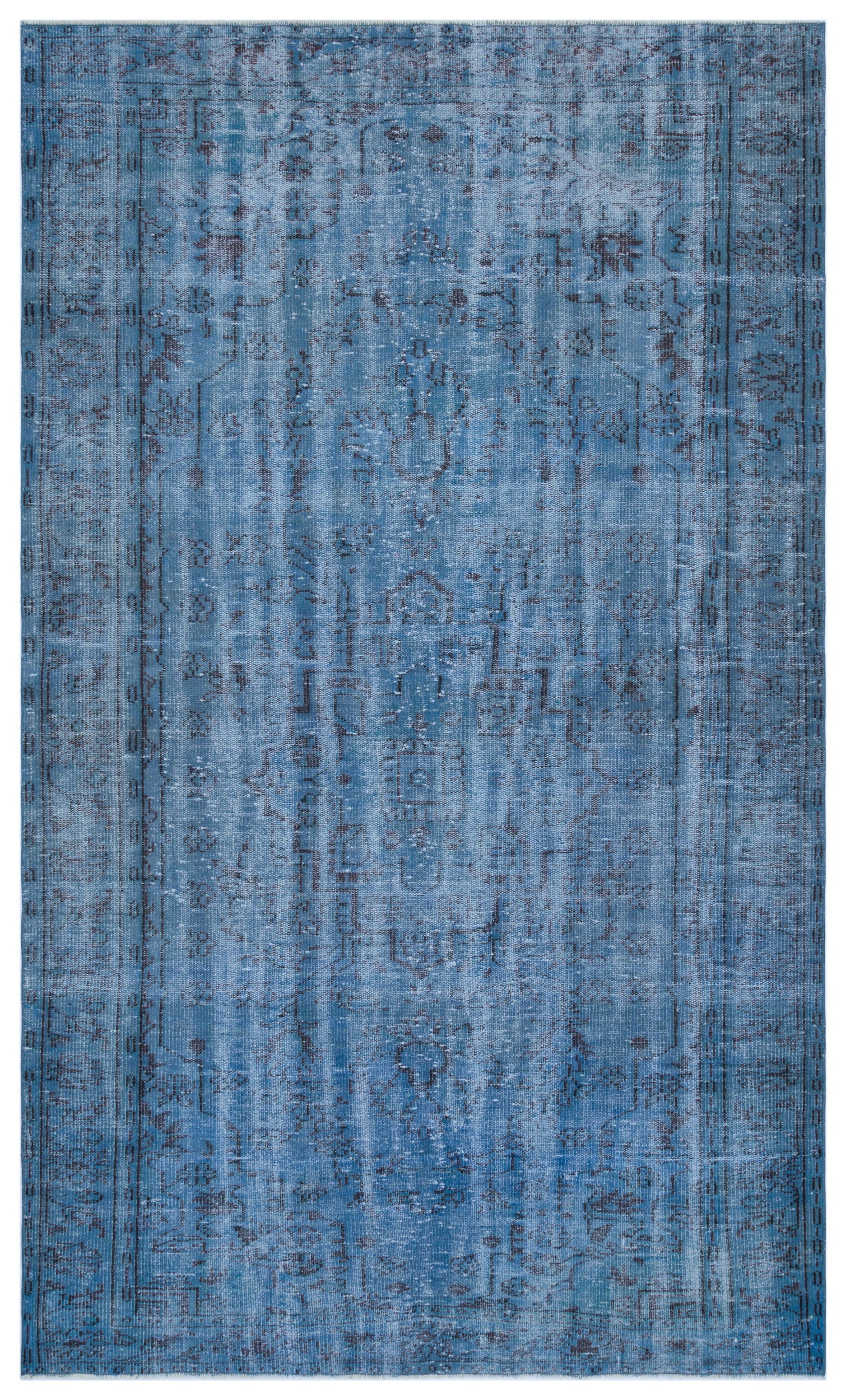 Blue Over Dyed Vintage Rug 6'0'' x 9'8'' ft 183 x 295 cm