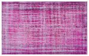 Purple Over Dyed Vintage Rug 5'5'' x 8'2'' ft 164 x 250 cm