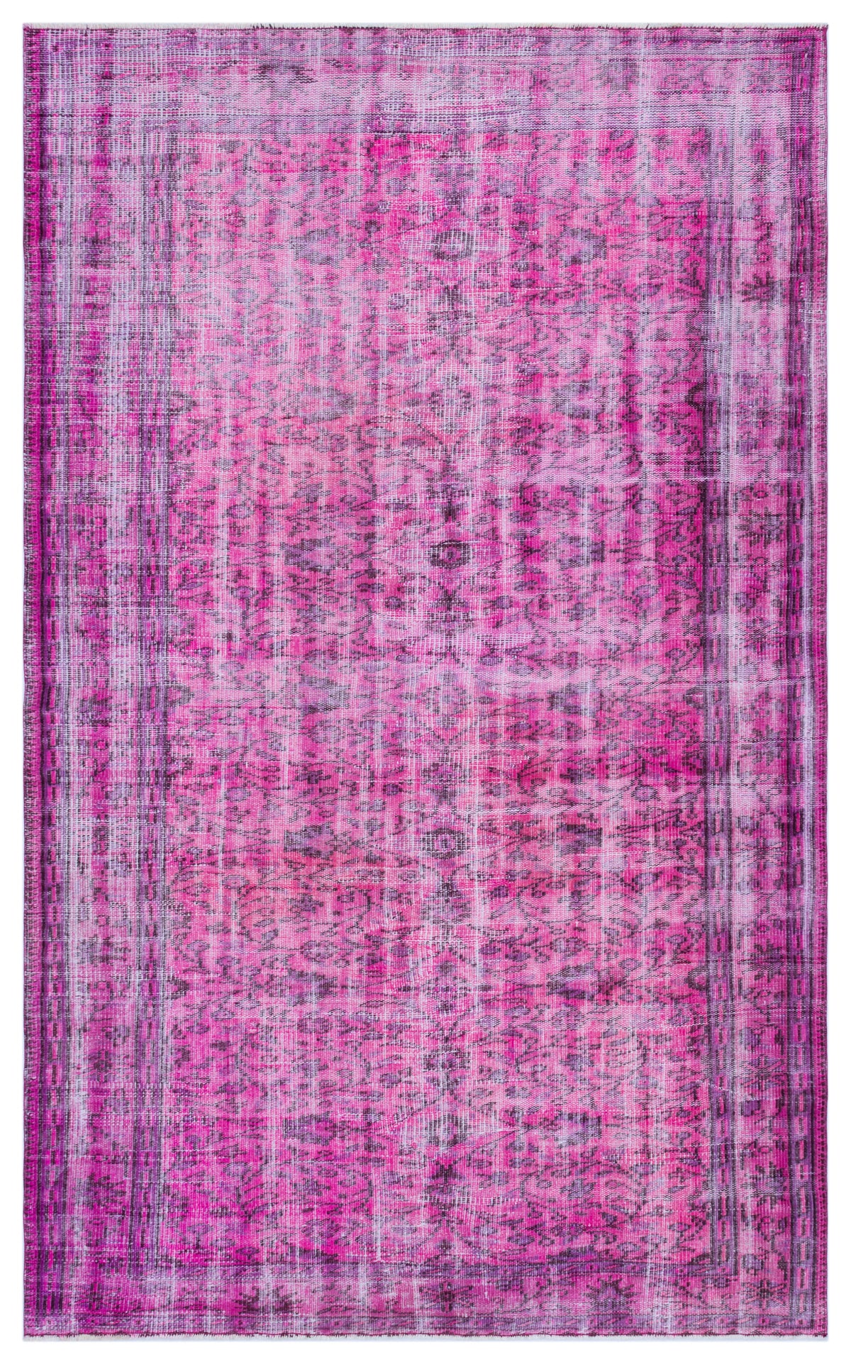 Purple Over Dyed Vintage Rug 5&#39;5&#39;&#39; x 8&#39;2&#39;&#39; ft 164 x 250 cm