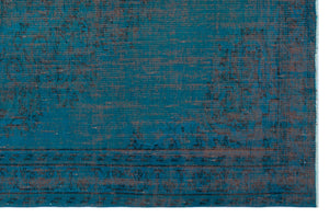 Turquoise  Over Dyed Vintage Rug 5'10'' x 8'10'' ft 177 x 270 cm