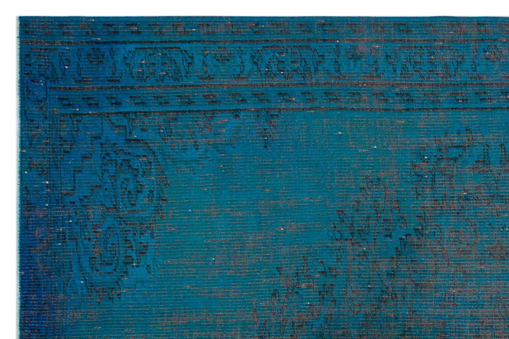 Turquoise  Over Dyed Vintage Rug 5'10'' x 8'10'' ft 177 x 270 cm