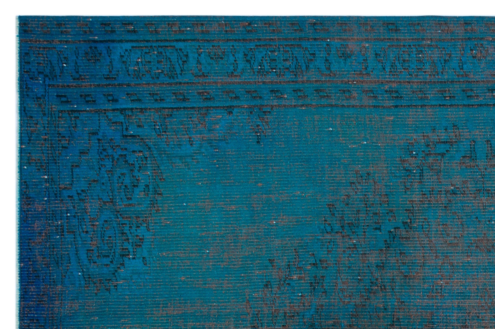 Turquoise  Over Dyed Vintage Rug 5'10'' x 8'10'' ft 177 x 270 cm