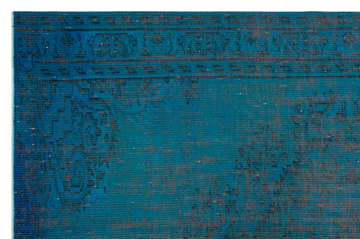 Turquoise  Over Dyed Vintage Rug 5&#39;10&#39;&#39; x 8&#39;10&#39;&#39; ft 177 x 270 cm