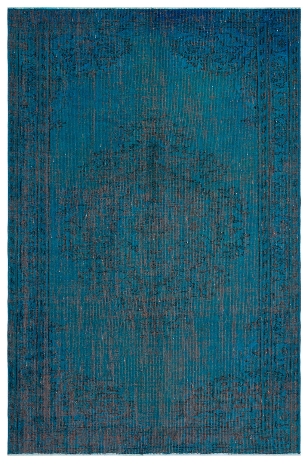 Turquoise  Over Dyed Vintage Rug 5'10'' x 8'10'' ft 177 x 270 cm