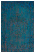 Turquoise  Over Dyed Vintage Rug 5'10'' x 8'10'' ft 177 x 270 cm