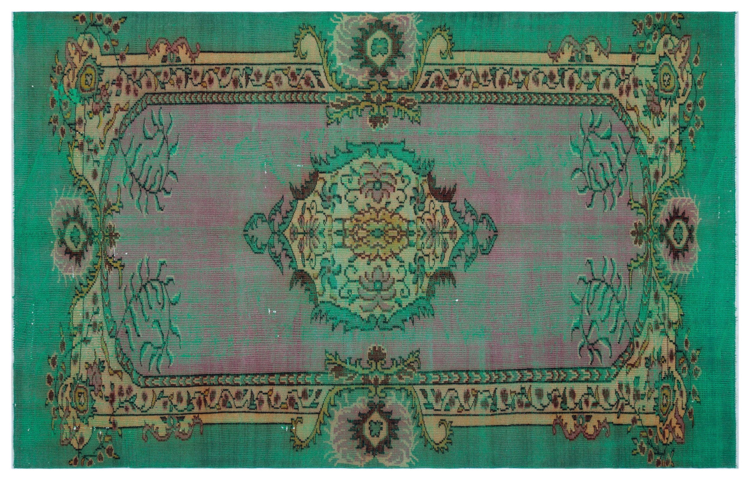 Retro Over Dyed Vintage Rug 5'9'' x 9'3'' ft 175 x 283 cm