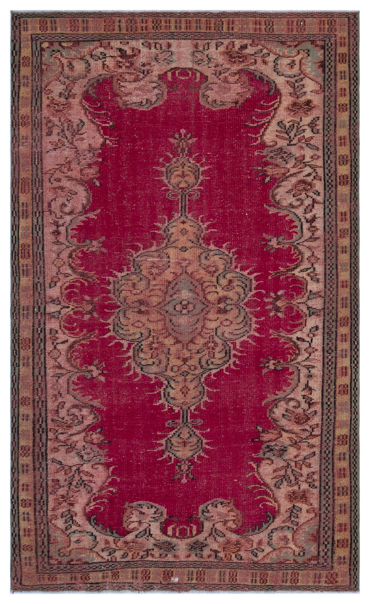 Retro Over Dyed Vintage Rug 5&#39;1&#39;&#39; x 8&#39;7&#39;&#39; ft 154 x 262 cm