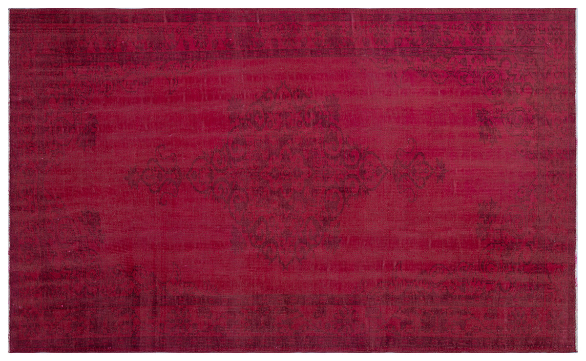 Red Over Dyed Vintage Rug 5'9'' x 9'4'' ft 176 x 285 cm