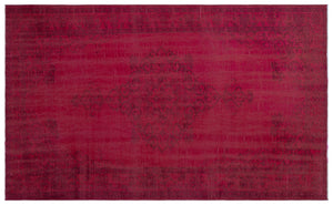 Red Over Dyed Vintage Rug 5'9'' x 9'4'' ft 176 x 285 cm