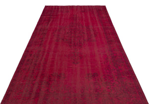 Red Over Dyed Vintage Rug 5'9'' x 9'4'' ft 176 x 285 cm