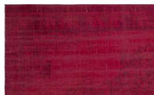 Red Over Dyed Vintage Rug 5'9'' x 9'4'' ft 176 x 285 cm