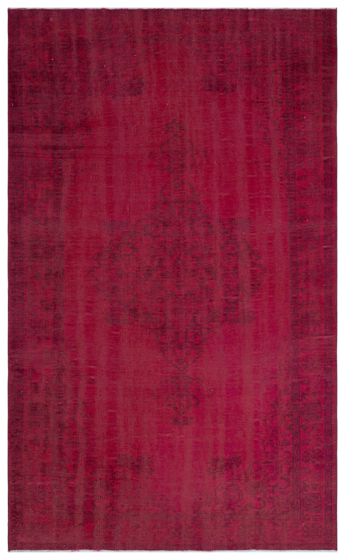 Red Over Dyed Vintage Rug 5'9'' x 9'4'' ft 176 x 285 cm