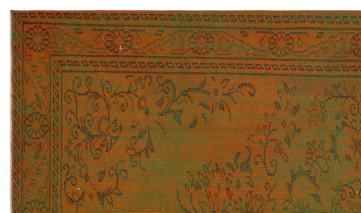 Brown Over Dyed Vintage Rug 5&#39;4&#39;&#39; x 9&#39;2&#39;&#39; ft 162 x 280 cm