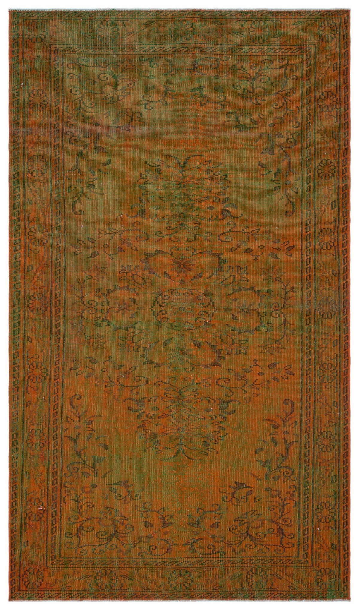 Brown Over Dyed Vintage Rug 5&#39;4&#39;&#39; x 9&#39;2&#39;&#39; ft 162 x 280 cm