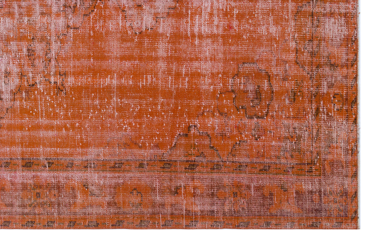 Orange Over Dyed Vintage Rug 6&#39;3&#39;&#39; x 9&#39;11&#39;&#39; ft 191 x 302 cm