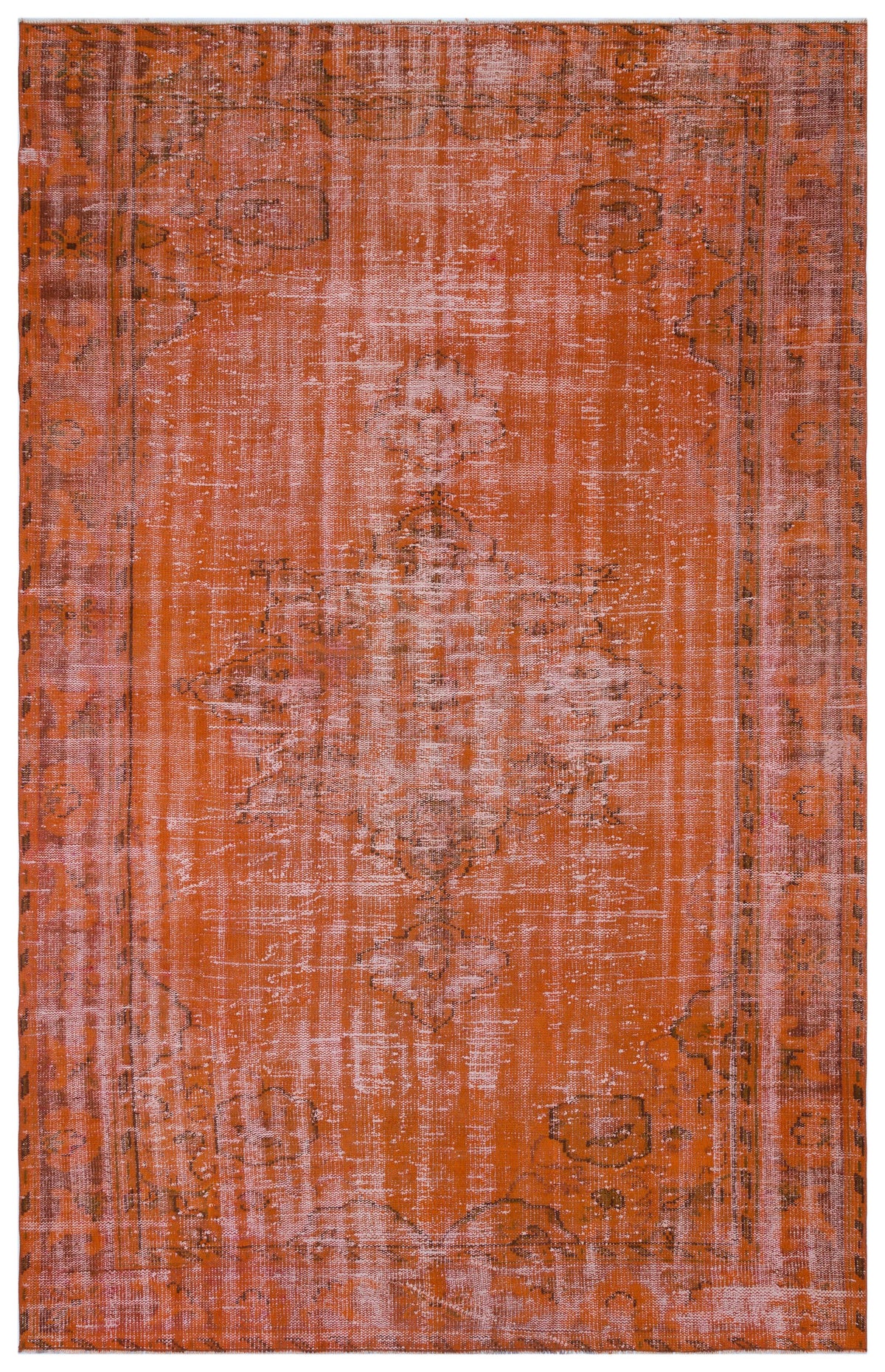 Orange Over Dyed Vintage Rug 6&#39;3&#39;&#39; x 9&#39;11&#39;&#39; ft 191 x 302 cm