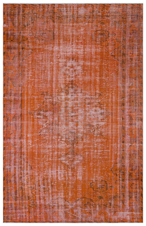 Orange Over Dyed Vintage Rug 6'3'' x 9'11'' ft 191 x 302 cm
