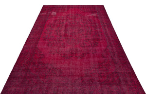 Fuchsia Over Dyed Vintage Rug 5'12'' x 9'6'' ft 182 x 290 cm