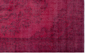 Fuchsia Over Dyed Vintage Rug 5'12'' x 9'6'' ft 182 x 290 cm