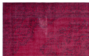 Fuchsia Over Dyed Vintage Rug 5'12'' x 9'6'' ft 182 x 290 cm