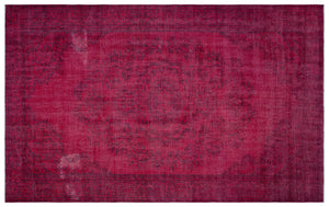 Fuchsia Over Dyed Vintage Rug 5'12'' x 9'6'' ft 182 x 290 cm