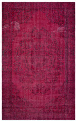 Fuchsia Over Dyed Vintage Rug 5'12'' x 9'6'' ft 182 x 290 cm
