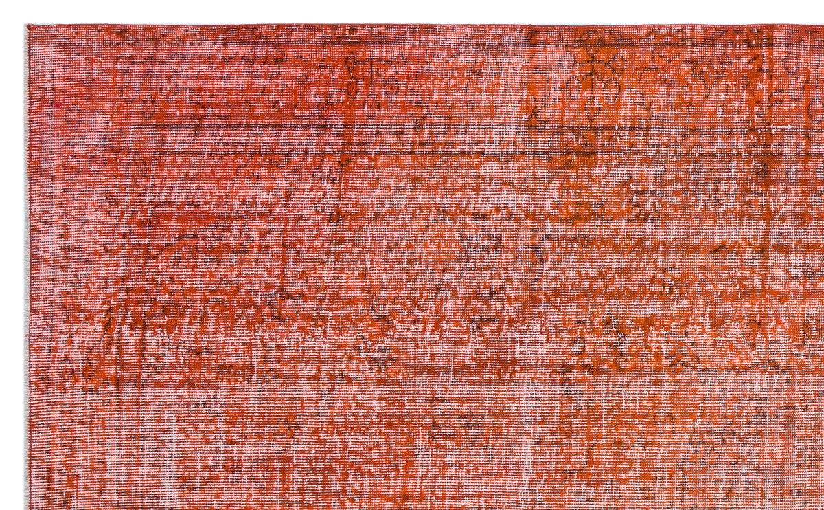 Orange Over Dyed Vintage Rug 5&#39;6&#39;&#39; x 8&#39;11&#39;&#39; ft 167 x 272 cm