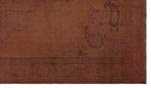 Brown Over Dyed Vintage Rug 5'5'' x 9'5'' ft 166 x 287 cm