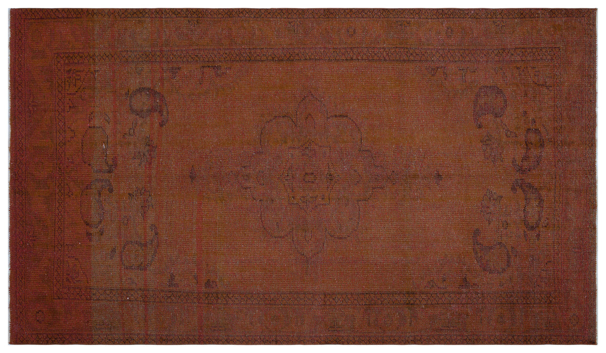 Brown Over Dyed Vintage Rug 5&#39;5&#39;&#39; x 9&#39;5&#39;&#39; ft 166 x 287 cm