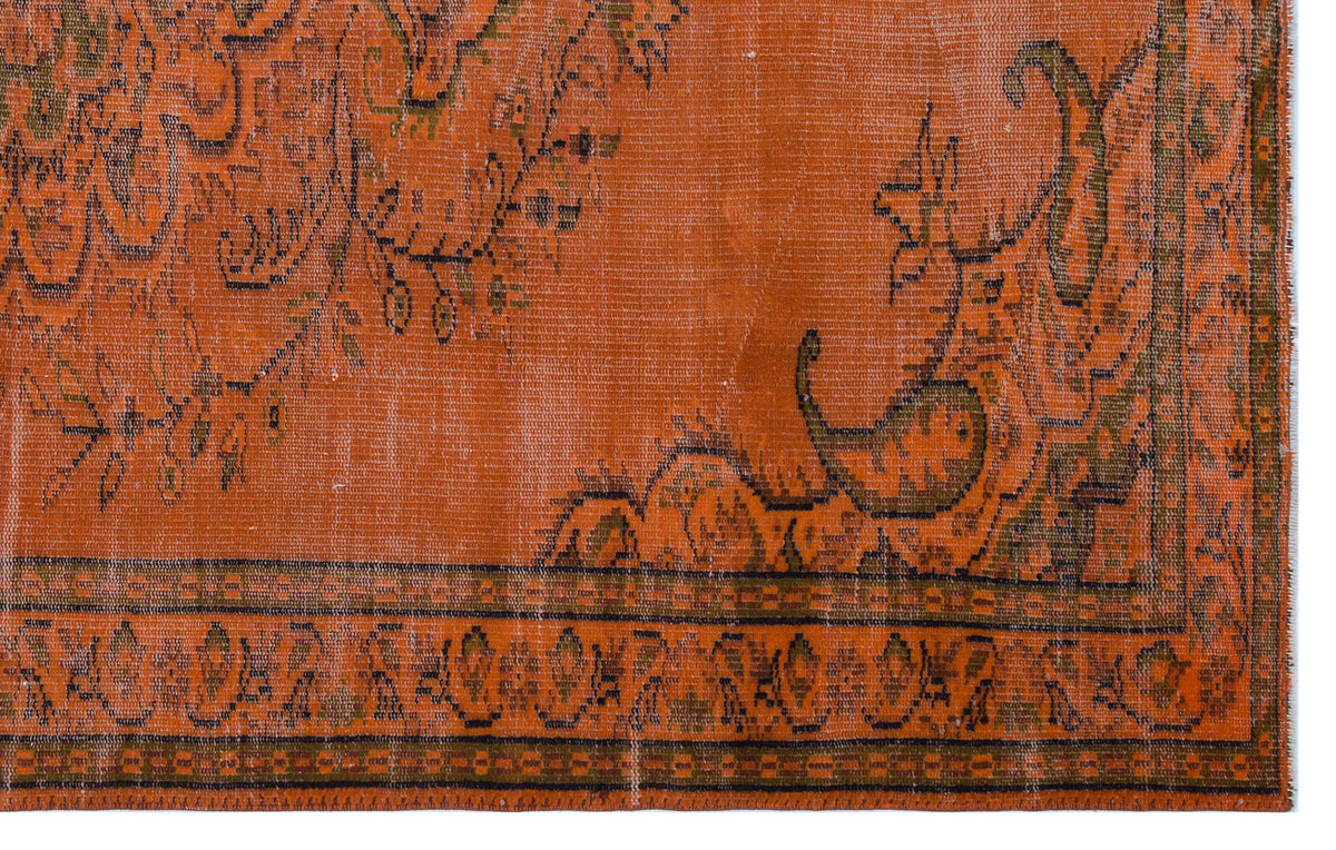 Orange Over Dyed Vintage Rug 5&#39;6&#39;&#39; x 8&#39;11&#39;&#39; ft 167 x 272 cm