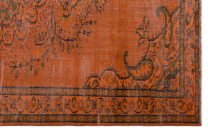 Orange Over Dyed Vintage Rug 5'6'' x 8'11'' ft 167 x 272 cm