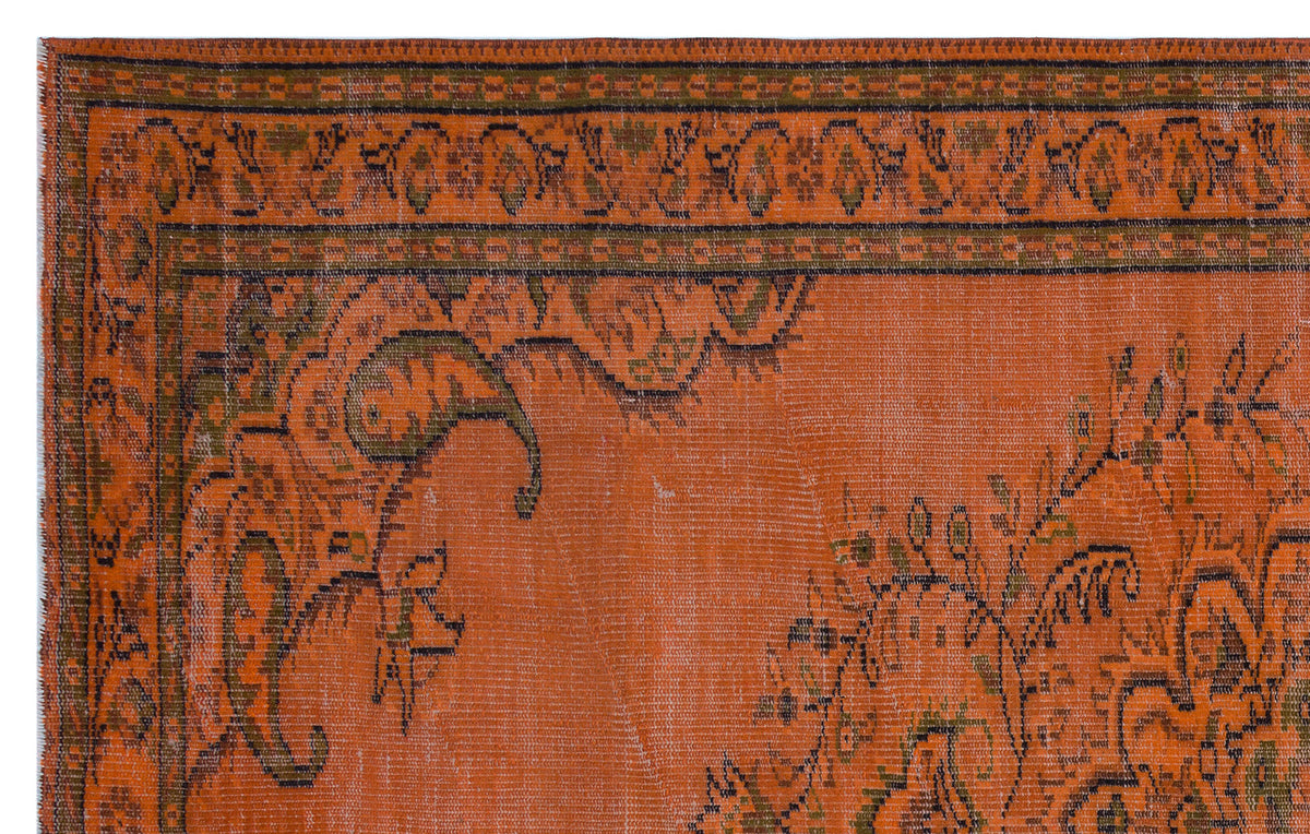 Orange Over Dyed Vintage Rug 5&#39;6&#39;&#39; x 8&#39;11&#39;&#39; ft 167 x 272 cm