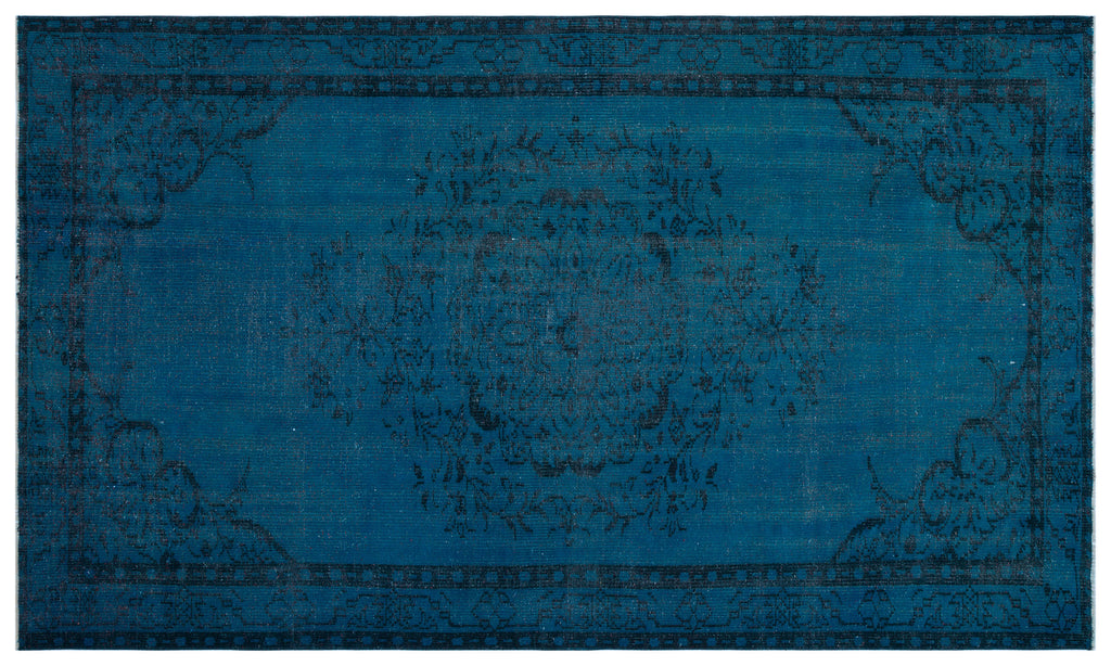 Turquoise  Over Dyed Vintage Rug 5'6'' x 9'0'' ft 167 x 275 cm