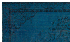 Turquoise  Over Dyed Vintage Rug 5'6'' x 9'0'' ft 167 x 275 cm