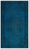 Turquoise  Over Dyed Vintage Rug 5'6'' x 9'0'' ft 167 x 275 cm