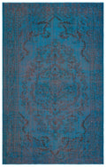 Turquoise  Over Dyed Vintage Rug 5'10'' x 9'2'' ft 179 x 280 cm