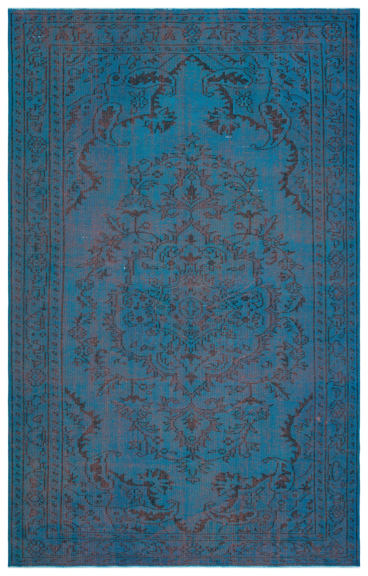 Turquoise  Over Dyed Vintage Rug 5&#39;10&#39;&#39; x 9&#39;2&#39;&#39; ft 179 x 280 cm