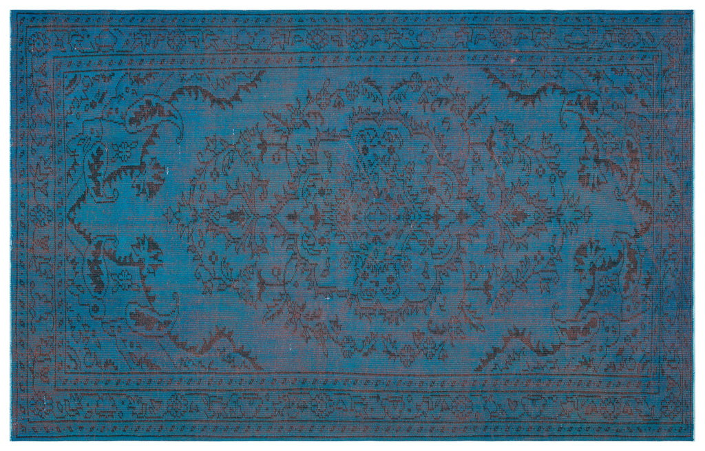 Turquoise  Over Dyed Vintage Rug 5'10'' x 9'2'' ft 179 x 280 cm