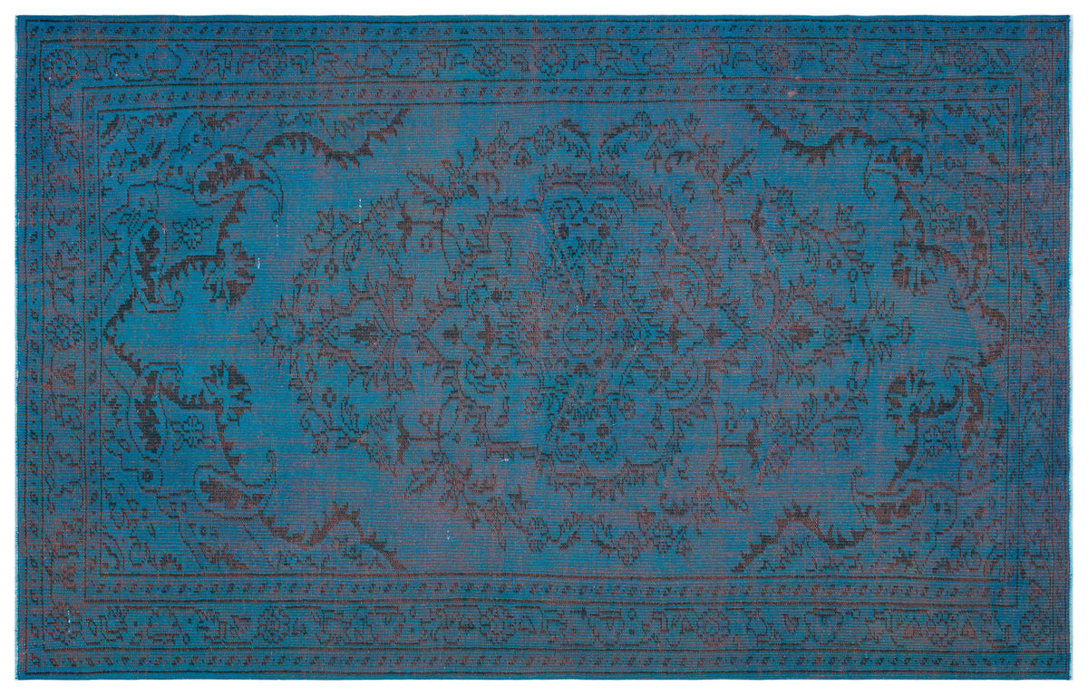 Turquoise  Over Dyed Vintage Rug 5&#39;10&#39;&#39; x 9&#39;2&#39;&#39; ft 179 x 280 cm
