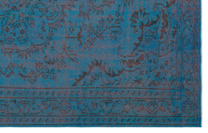 Turquoise  Over Dyed Vintage Rug 5'10'' x 9'2'' ft 179 x 280 cm