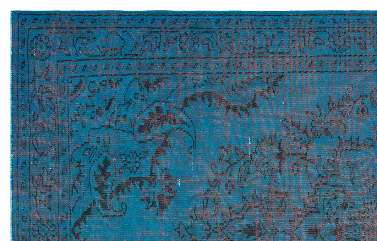 Turquoise  Over Dyed Vintage Rug 5&#39;10&#39;&#39; x 9&#39;2&#39;&#39; ft 179 x 280 cm